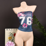 SC Print Backless Wrap Chest Tops GFRT-32555TBY