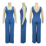 SC Long Sleeve Solid Color Tops+Jumpsuit 2 Piece Set YF-10794