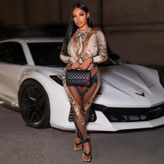 SC Snake Print Skinny Bodysuit Pants Suit DLSF-K25S77067