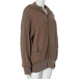 SC Solid Color Long Sleeve Hooded Coat GSZM-ZTP1387