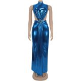 SC Sexy High Collar Sleeveless Split Maxi Dress BY-7476