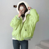 SC Solid Color Hooded Zipper Plush Jacket GSZM-ZTP1449