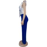 SC Print Sleeveless Tops Pants 2 Piece Set  BY-7452
