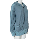 SC Solid Color Long Sleeve Hooded Coat GSZM-ZTP1387