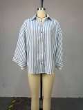 SC Stripe Lapel Loose Shirt GCNE-72888