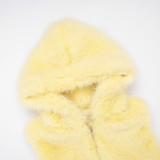 SC Solid Color Fur Zipper Hooded Short Jacket GDSF-J25TP213