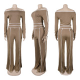 SC One Shoulder Patchwork Long Sleeve Pants Suit NY-9191