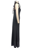 SC Solid Color Tie Up Sling Maxi Dress XHXF-468