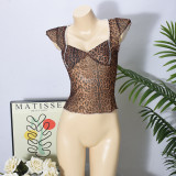 SC Leopard Print V Neck Tops GNZD-51677TBD