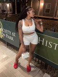 SC Solid Color Tank Tops Two Piece Short Set GFCF-1383