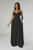 SC Solid Color Backless Sling Jumpsuit XHXF-8726