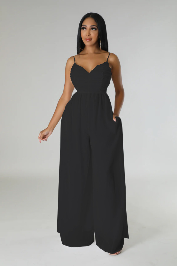 SC Solid Color Backless Sling Jumpsuit XHXF-8726