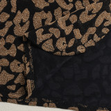 SC Leopard Print Drawstring Tie Up Split Skirt GNZD-51556DBD