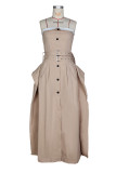 SC Single-breasted Wrap Chest Belt Maxi Dress ZSD-0760