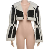 SC Leather Patchwork Long Sleeve Coats GZJQ-K24C75271