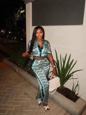 SC Fashion Print Short Sleeve Pants 2 Piece Set GFCF-1382