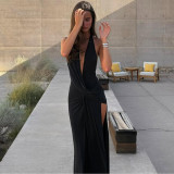 SC Halterneck Backless Split Maxi Dress GSLF-K24D77130