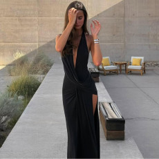 SC Halterneck Backless Split Maxi Dress GSLF-K24D77130