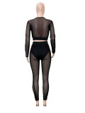 SC Casual Mesh Zipper Two Piece Pants Set SH-391418