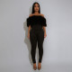 SC One Shoulder Fur Patchwork Jumpsuit CYA-901986