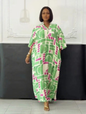 SC Plus Size Lantern Sleeve Split Loose Maxi Dress NY-11150