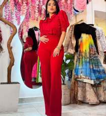 SC Lace Patchwork Tie Up Wide Leg Jumpsuit OSM-4934