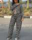 SC Casual Plaid Print Long Sleeve Pans Denim Suit TR-1339