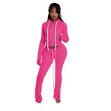 SC Long Sleeve Zipper Hooded Cardigan Two-Piece Pants Set YD-8827