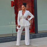 SC Plus Size Tie Up Solid Color Two Piece Pants Set NY-3712