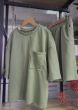 SC Solid Color Shorts Sleeve Shorts 2 Piece Set SSNF-250519