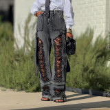 SC Fashion Loose Ripped Frayed Jeans GYLN-8746