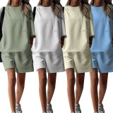 SC Solid Color Shorts Sleeve Shorts 2 Piece Set SSNF-250519