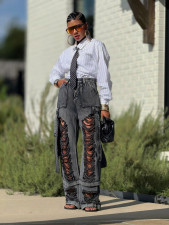 SC Fashion Loose Ripped Frayed Jeans GYLN-8746