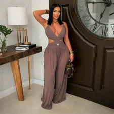 SC V Neck Backless See Through Jumpsuit CYA-901980