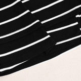 SC Stripe One Shoulder Long Sleeve Skirt Suit GNZD-41962SBG