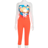 SC Colorful Silk Scarf Knotted Solid Two Piece Pants Set MXBF-J25ST245
