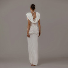 SC Solid Color Pleated Sleeveless Maxi Dress XEF-K25D78720