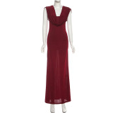 SC Solid Color Pleated Sleeveless Maxi Dress XEF-K25D78720
