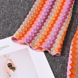 SC V Neck Long Sleeve Stripe Maxi Dress GNZD-32544DBY