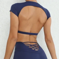 SC Short Sleeve Backless With Bra Sports T-shirt  GQSA-8300