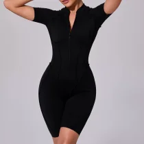 SC Short Sleeve Zipper Sport Skinny Romper GQSA-K0113