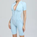 SC Short Sleeve Zipper Sport Skinny Romper GQSA-K0113