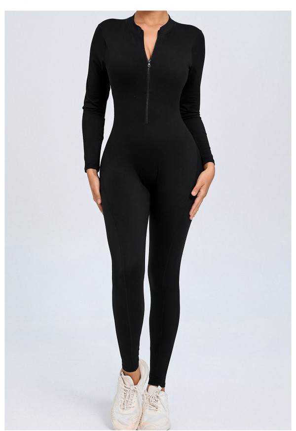 SC Zipper Long Sleeve Backless Jumpsuit GQSA-ZY02