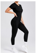 SC Short Sleeve Solid Color Yoga Jumpsuit GQSA-88201