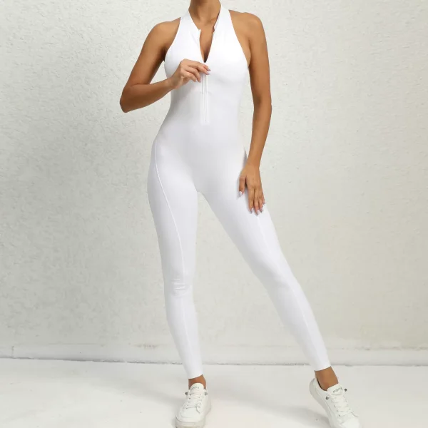 SC Solid Color Zipper Backless Sport Jumpsuit GQSA-Q23