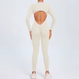 SC Zipper Long Sleeve Backless Jumpsuit GQSA-ZY02