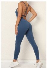SC V-Neck Yoga Fitness Backless Jumpsuit GQSA-1028