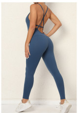 SC V-Neck Yoga Fitness Backless Jumpsuit GQSA-1028