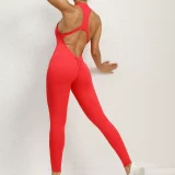 SC Solid Color Zipper Backless Sport Jumpsuit GQSA-Q23