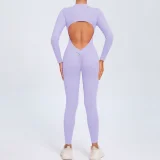 SC Zipper Long Sleeve Backless Jumpsuit GQSA-ZY02